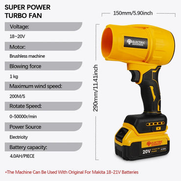 For Dewalt 20v Battery Brushless Turbo Blower Air Gun Cordless Blower Battery Set Dust Blowing Tool Clean Computer Clean Car