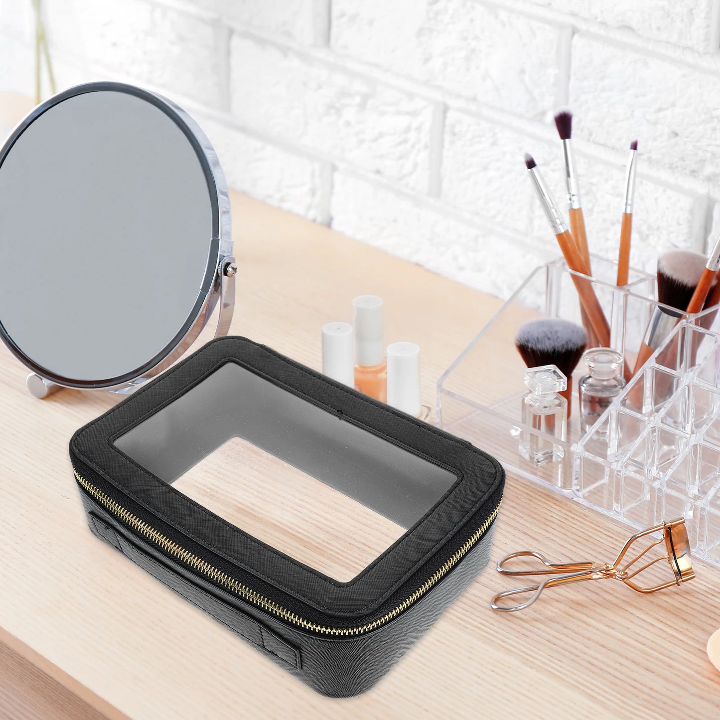 Travel Makeup Bag Clear Storage Pouch Reinforced Seams Leak Proof PVC Transparent Zipper Toiletries Organizer For Women