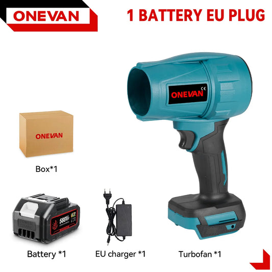 ONEVAN 200M/S Brushless Electric Turbo Fan Blowers 2000W Cordless Jet Fan Snow Leaf Dust Air Blowing Tool Fit 18V Battery