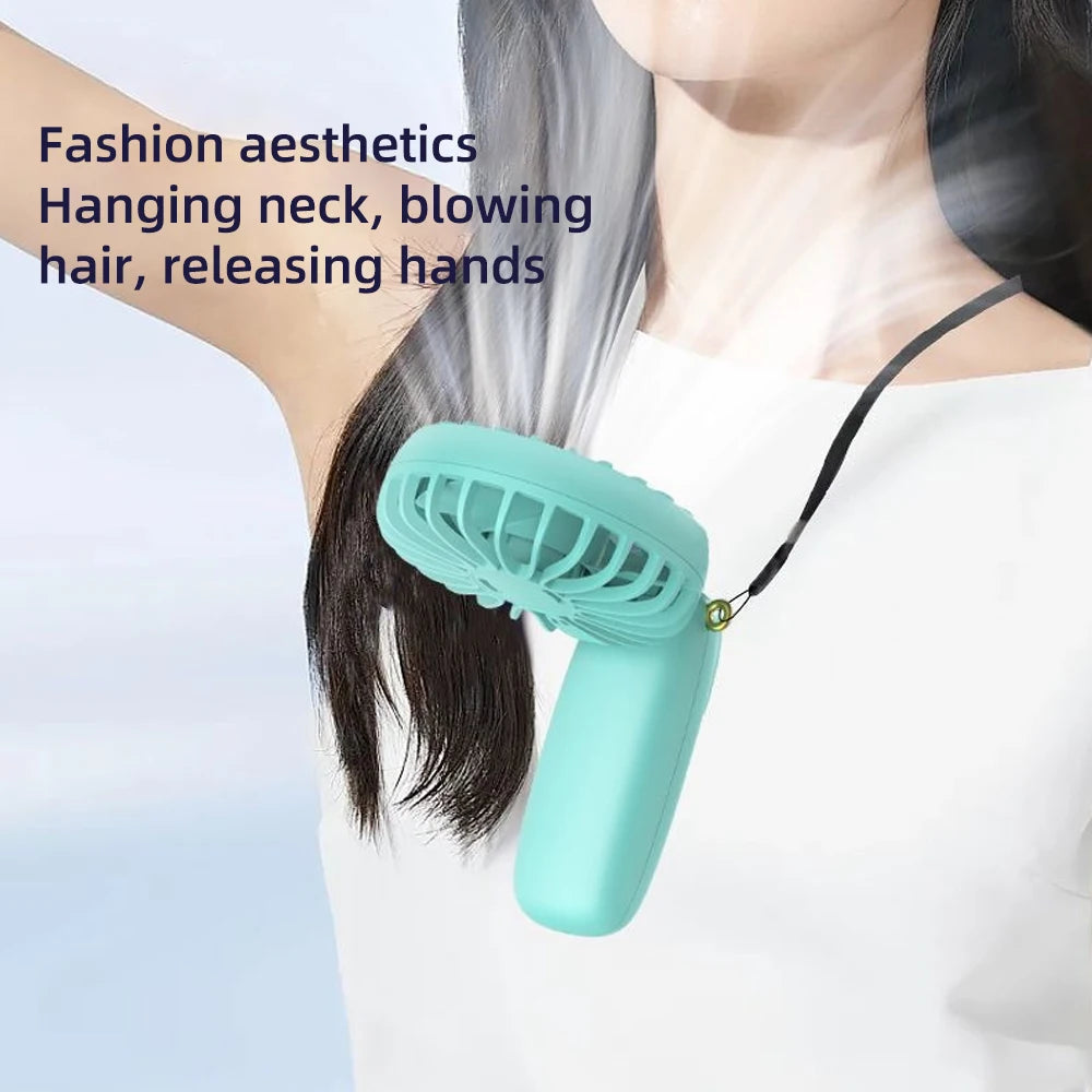USB Handheld Mini Fan Foldable Portable Neck Hanging Fans 5 Speed USB Rechargeable Fan with Phone Stand and Display Screen