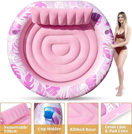 Round inflatable backrest floating row large water double cooling floating bed