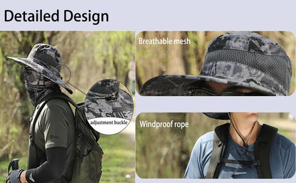 Adjustable Wide Brim Solar Fan Hat for Men And Women UPF 50+ Sun Protection Dual Power USB/ Solar Outdoor Beach Fishing Cap