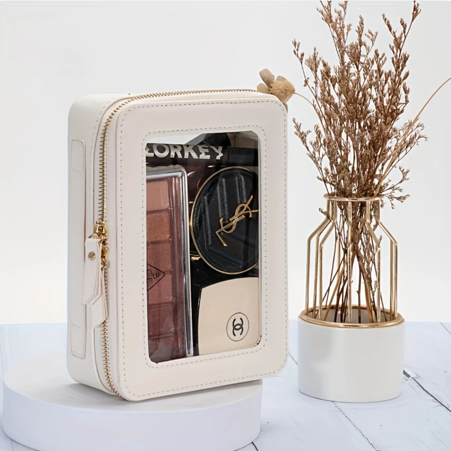 Large Clear View Toiletry Bag - Spacious Makeup and Cosmetic  with Crystal-Clear Window, Ultimate Travel Organizer for Accessori