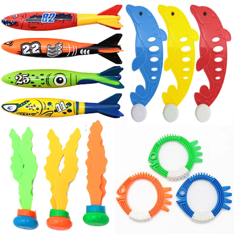 Diving Toys Set Swimming Pool Toys for Kids Diving Sticks Diving Rings Pirate Treasures Fish Toys Octopus Water Swim Bath Toys
