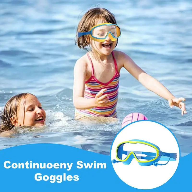 Kids Swim Goggles Continuous Swimming Glasses Anti-Fog Kids Goggles No Leakage Swim Glasses for More Than 3 Years Old Teens