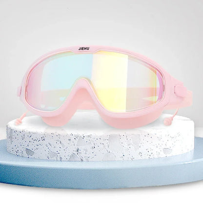 Adult male and female professional swimming goggles with nose clip earplugs plating waterproof anti-fog myopia goggles