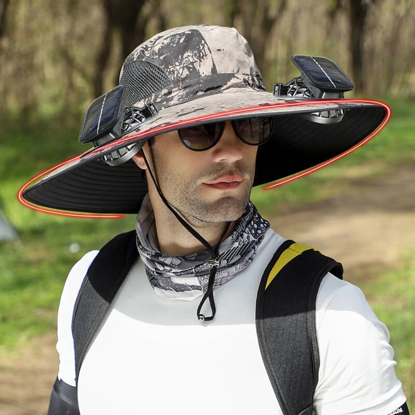 Solar Fan Hat For Men Summer Outdoor Working Fishing Sunshade Fisherman Hat Mens Solar Usb Charging Powered Visors Wide Brim Hat