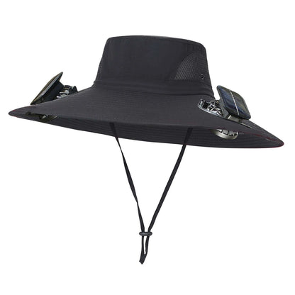Solar Fan Hat For Men Summer Outdoor Working Fishing Sunshade Fisherman Hat Mens Solar Usb Charging Powered Visors Wide Brim Hat
