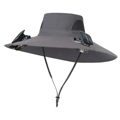 Solar Fan Hat For Men Summer Outdoor Working Fishing Sunshade Fisherman Hat Mens Solar Usb Charging Powered Visors Wide Brim Hat