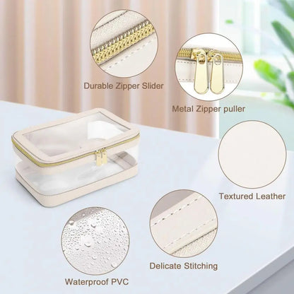 2 Pcs Clear Cosmetic Bag Zipper Waterproof Makeup Bag Lipstick Eyebrown Pencil Makeup Brush Organizer Travel Toiletry Bag