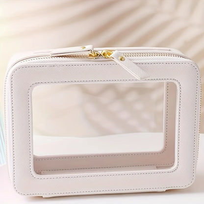 Large Clear View Toiletry Bag - Spacious Makeup and Cosmetic  with Crystal-Clear Window, Ultimate Travel Organizer for Accessori