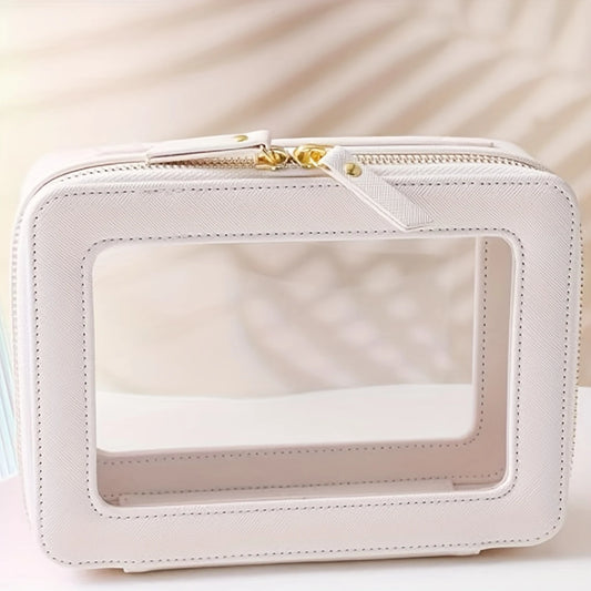 Large Clear View Toiletry Bag - Spacious Makeup and Cosmetic  with Crystal-Clear Window, Ultimate Travel Organizer for Accessori