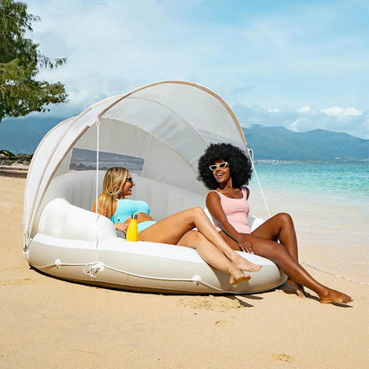 Portable Inflatable Pool Floating Lounge Island With Tent beach shade sun shelter Water Floats Square Shape Pool Inflatable Bed