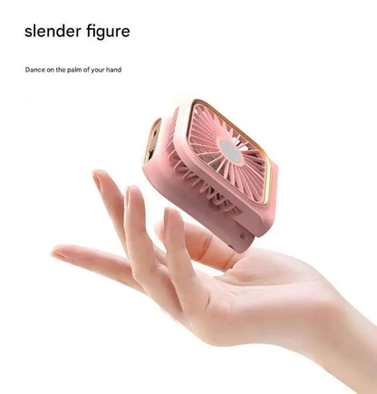 Portable Handheld Mini Fan With Digital Display, Ultra-Thin Folding Neck Fan, USB Rechargeable 3000mAh Battery, 180° Adjustable