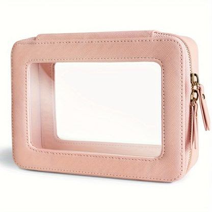 Large Clear View Toiletry Bag - Spacious Makeup and Cosmetic  with Crystal-Clear Window, Ultimate Travel Organizer for Accessori