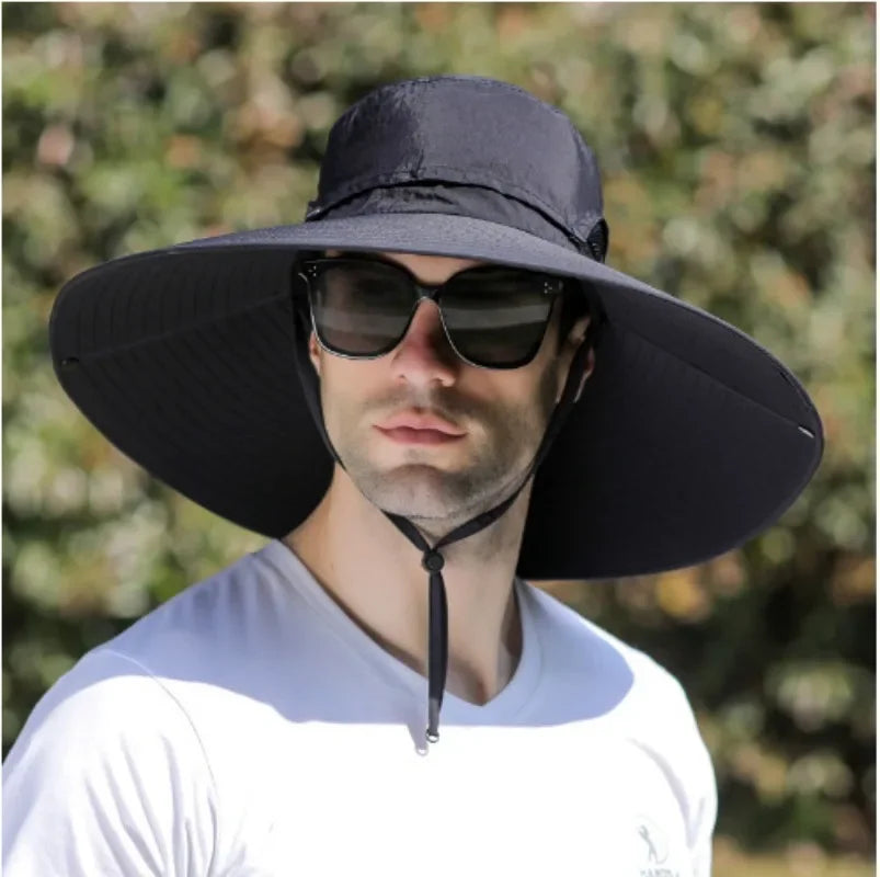 Adjustable Wide Brim Solar Fan Hat for Men And Women UPF 50+ Sun Protection Dual Power USB/ Solar Outdoor Beach Fishing Cap