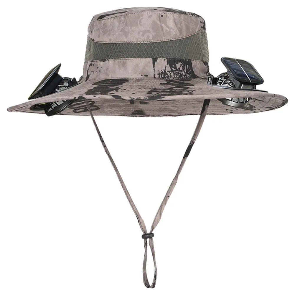 Anti-UV 2 Fans Hat Solar Charging &Air Cooling Fan Sun Hat Wide Brim Bucket Hat For Fisherman 2025 Men Hat Summer Cooler Sun Cap