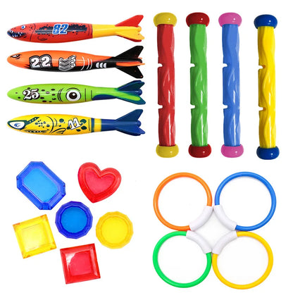 Diving Toys Set Swimming Pool Toys for Kids Diving Sticks Diving Rings Pirate Treasures Fish Toys Octopus Water Swim Bath Toys