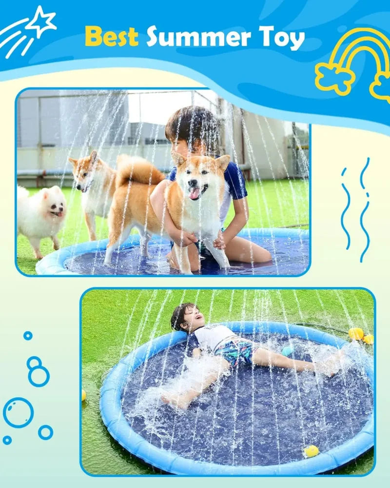Thickened & Durable Anti - Slip Splash Pad For Large Dogs - Outdoor Summer Sprinkler Toy & Water Play Mat For Backyard Fun