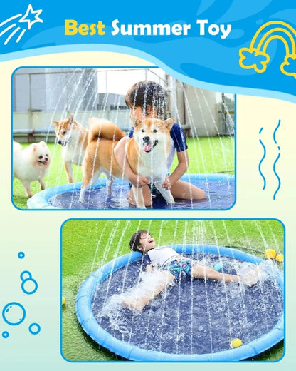 Thickened & Durable Anti - Slip Splash Pad For Large Dogs - Outdoor Summer Sprinkler Toy & Water Play Mat For Backyard Fun