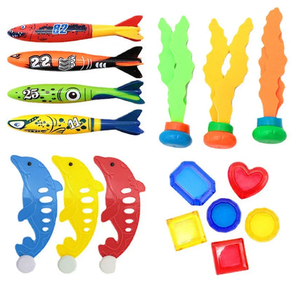 Diving Toys Set Swimming Pool Toys for Kids Diving Sticks Diving Rings Pirate Treasures Fish Toys Octopus Water Swim Bath Toys