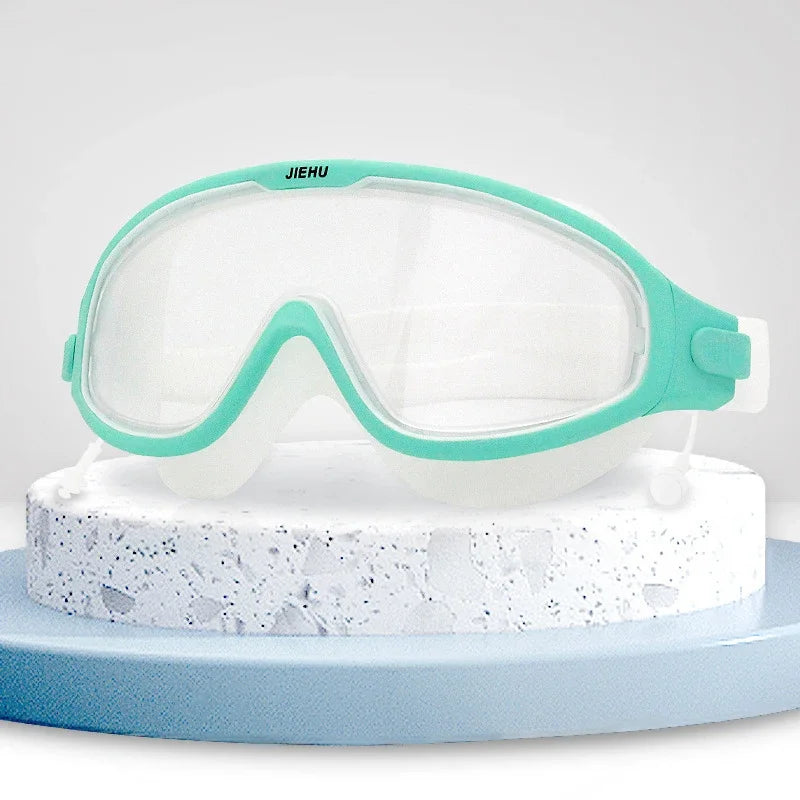Adult male and female professional swimming goggles with nose clip earplugs plating waterproof anti-fog myopia goggles