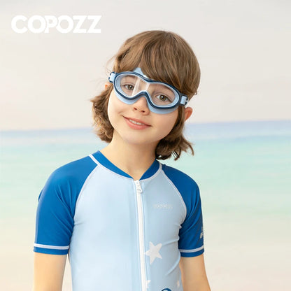 Kids Swim Goggles Anti Fog Waterproof Children Teenagers Big Frame Swimming Eyewear Boy Girl One-piece Swim Glasses