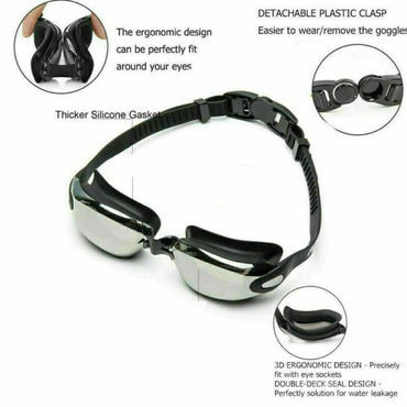 Swimming Goggles Mirror Clear Anti-UV Anti-Fog Swim Glasses For Adult And Child~