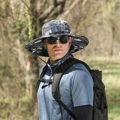 Anti-UV 2 Fans Hat Solar Charging &Air Cooling Fan Sun Hat Wide Brim Bucket Hat For Fisherman 2025 Men Hat Summer Cooler Sun Cap