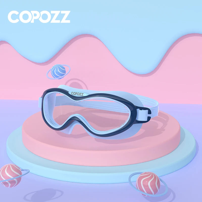 Kids Swim Goggles Anti Fog Waterproof Children Teenagers Big Frame Swimming Eyewear Boy Girl One-piece Swim Glasses