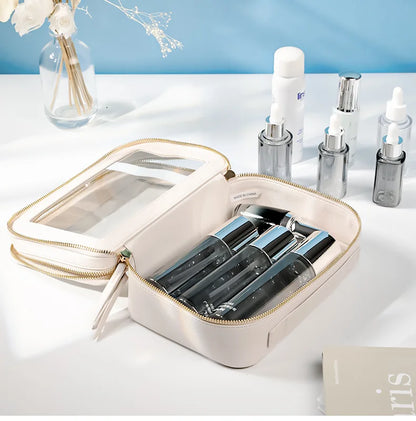 New bag for business trips waterproof storage Large capacity portable double-layer transparent makeup bag