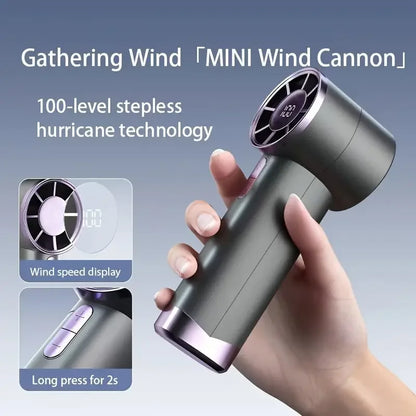 Quiet 5-Speed Handheld Fan - Compact USB Rechargeable Mini Fan with Digital Display, Lanyard - Perfect for Outdoor,  Use & Gifts