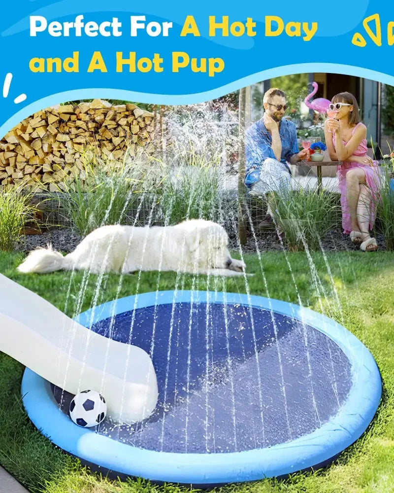 Thickened & Durable Anti - Slip Splash Pad For Large Dogs - Outdoor Summer Sprinkler Toy & Water Play Mat For Backyard Fun