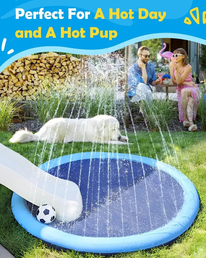 Thickened & Durable Anti - Slip Splash Pad For Large Dogs - Outdoor Summer Sprinkler Toy & Water Play Mat For Backyard Fun