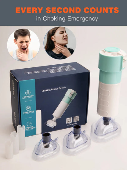 First Aid Anti Choking Rescue Device Automatic for Adults Kids with 3 Different Sizes Masks Home Airway Assist Emergency Kit