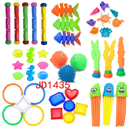 Diving Toys Set Swimming Pool Toys for Kids Diving Sticks Diving Rings Pirate Treasures Fish Toys Octopus Water Swim Bath Toys