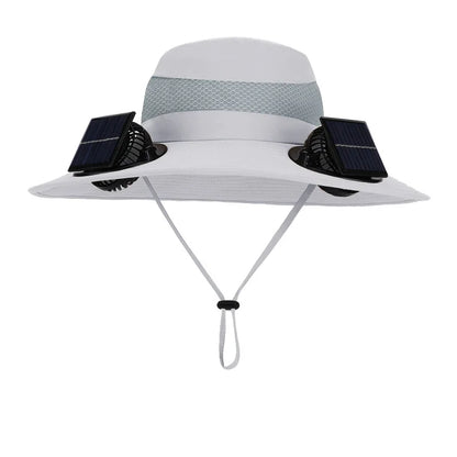 Anti-UV 2 Fans Hat Solar Charging &Air Cooling Fan Sun Hat Wide Brim Bucket Hat For Fisherman 2025 Men Hat Summer Cooler Sun Cap
