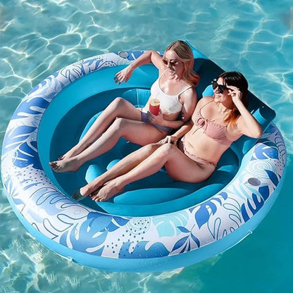 Round inflatable backrest floating row large water double cooling floating bed
