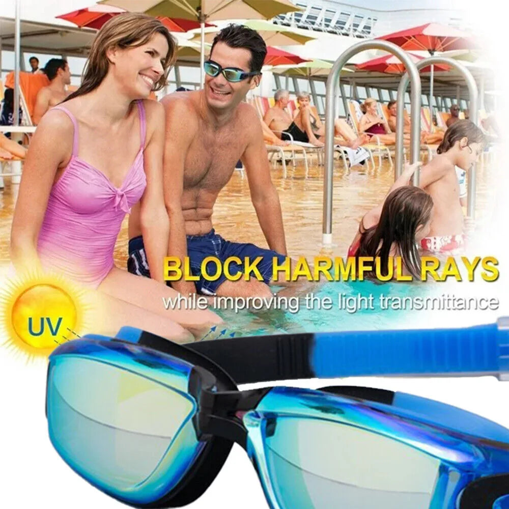 Swimming Goggles Mirror Clear Anti-UV Anti-Fog Swim Glasses For Adult And Child~