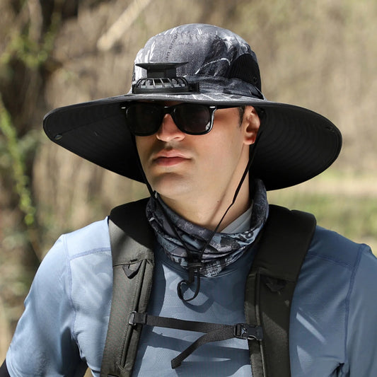 Outdoor Wide Brim Sun Hat With Solar Fan Wide Brim Solar Fan Outdoor Fishing Hat Solar Usb Charging Solar Powered Fan Hat Sport