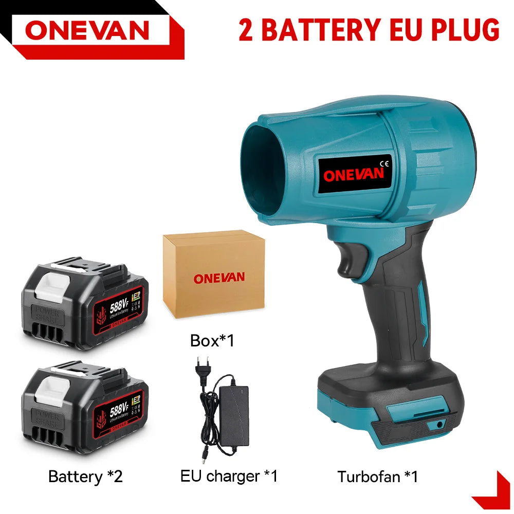 ONEVAN 200M/S Brushless Electric Turbo Fan Blowers 2000W Cordless Jet Fan Snow Leaf Dust Air Blowing Tool Fit 18V Battery