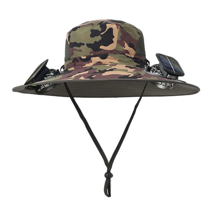 Solar Fan Hat For Men Summer Outdoor Working Fishing Sunshade Fisherman Hat Mens Solar Usb Charging Powered Visors Wide Brim Hat