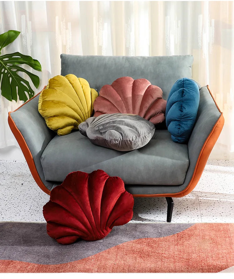 Dutch Velvet Shell Cushion Light Luxury INS Solid Color Pillow for Home Sofa with Skin-friendly and Waist-supporting Design