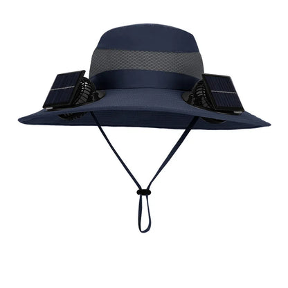 Anti-UV 2 Fans Hat Solar Charging &Air Cooling Fan Sun Hat Wide Brim Bucket Hat For Fisherman 2025 Men Hat Summer Cooler Sun Cap