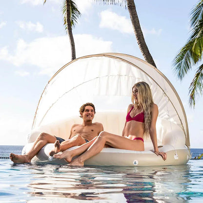 Portable Inflatable Pool Floating Lounge Island With Tent beach shade sun shelter Water Floats Square Shape Pool Inflatable Bed