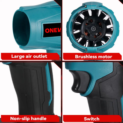 ONEVAN 200M/S Brushless Electric Turbo Fan Blowers 2000W Cordless Jet Fan Snow Leaf Dust Air Blowing Tool Fit 18V Battery