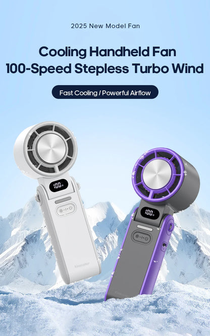 KINSCOTER Outdoor Foldable Portable Handheld Fan Mini Cooling Rechargeable 3600mAh 100-level Free Control High Speed Turbo Fan
