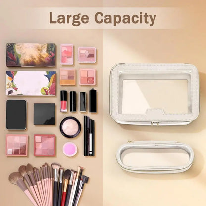 2 Pcs Clear Cosmetic Bag Zipper Waterproof Makeup Bag Lipstick Eyebrown Pencil Makeup Brush Organizer Travel Toiletry Bag