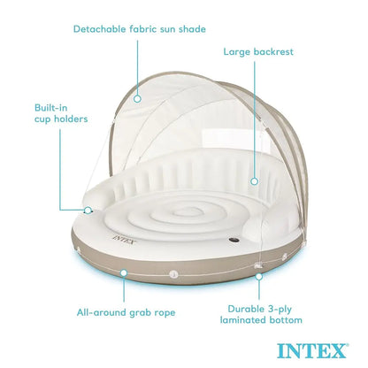 Luxury Inflatable Pool Lounge with Canopy – Cup Holders & Removable Sunshade, Ultimate Relaxation 440 lbs {58292Ep}
