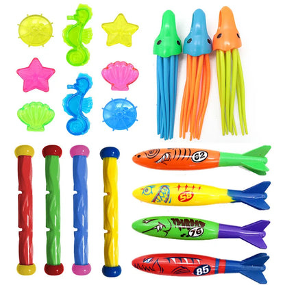 Diving Toys Set Swimming Pool Toys for Kids Diving Sticks Diving Rings Pirate Treasures Fish Toys Octopus Water Swim Bath Toys
